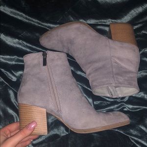 gray suede booties